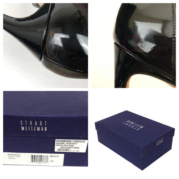 Tried On Only Stuart Weitzman Nudistsong Black Patent Leather Sandals Heels 12 - Picture 12 of 12